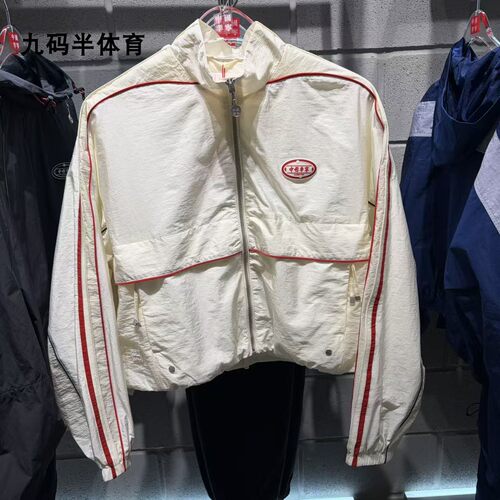 中国李宁女子短款休闲连帽风衣