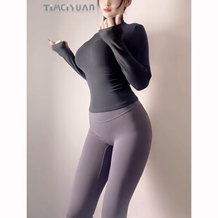 体美缘瑜伽裤女高腰紧身裤石墨灰莱卡修身显瘦高级感打底裤