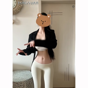 2026新款体美缘瑜伽裤女米白色紧身裤显瘦提臀塑形健身运动裤