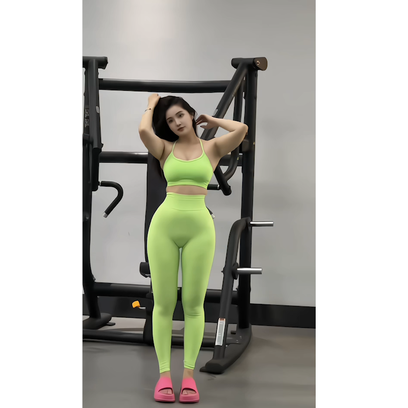 体美缘瑜伽裤女绿色吊带短款外穿+高腰提臀收腹显瘦紧身健身裤
