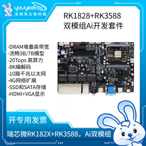 RK182X开发套件双模组3D DRAM堆叠8K瑞芯微RK3588/RK1820/RK1828