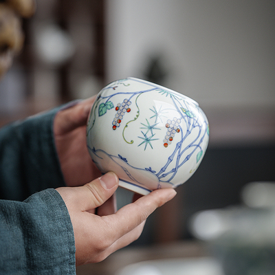 仿明成化斗彩葡萄水洗 手绘高端茶具景德镇陶瓷