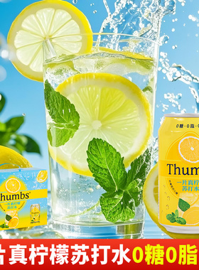 Thumbs【0糖0脂0卡】一片真柠檬气泡苏打水夏季冰镇解腻饮料整箱