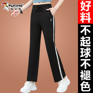 啄木鸟高腰窄版黑色阔腿裤女春季2025年新款小个子垂感休闲运动裤