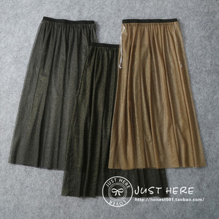 日本原单夏松紧腰单层网纱罩裙出口外贸外搭A字纱裙半身裙