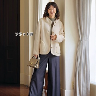 日本原单2026春女式连帽羊羔绒外套日系外贸简约双面穿保暖绒夹克