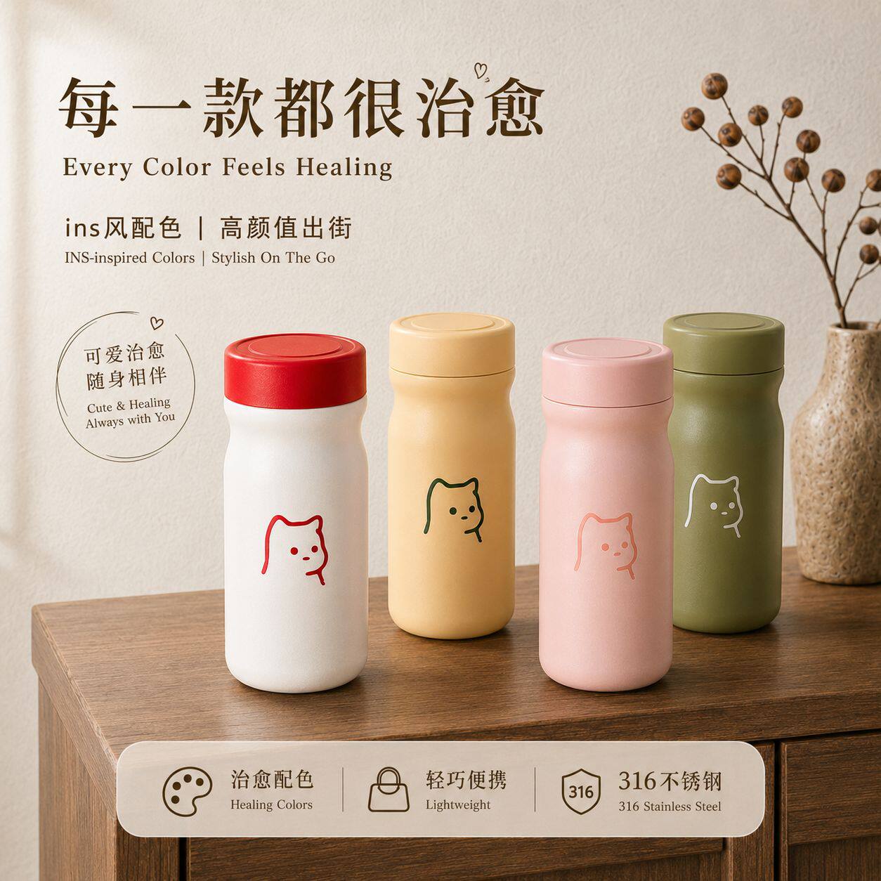 迷你高颜值保温杯糖果色口袋杯不锈钢内胆小巧便携学生水杯伴手礼