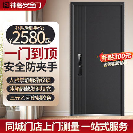神将甲级4级家用防盗门入户门人脸锁发泡填充进户门安全门高明德