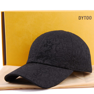 DYTOO黑色暗纹棒球帽子男女士秋冬季双层加厚保暖帽运动鸭舌帽