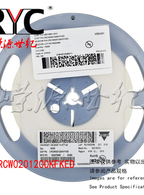 CRCW0201200KFKED VISHAY 厚膜电阻器 SMD 1/20watt 200Kohms 1%