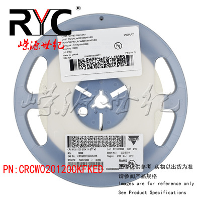CRCW0201200KFKED VISHAY 厚膜电阻器 SMD 1/20watt 200Kohms 1%