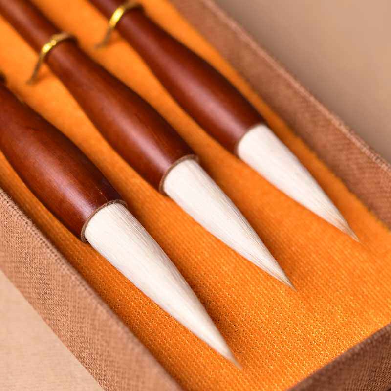 高档臻言兼毫毛笔套装大号中号小号三支书法大楷中楷行书隶书欧体