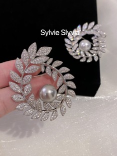 大衣胸花配饰女 秋冬毛衣高档珍珠胸针满钻麦穗高级感轻奢气质西装