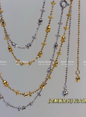 s925银镀k金意大利仙女锁骨项链