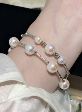 不掉色纯银满天星akoya珍珠手链