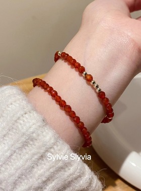 高级感显白红玛瑙手链手串不掉色