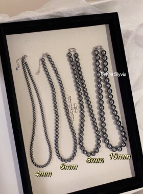 倪妮同款大溪地黑珍珠项链颈链银