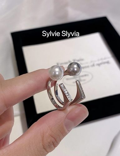 轻奢简约S925银平衡木珍珠戒指