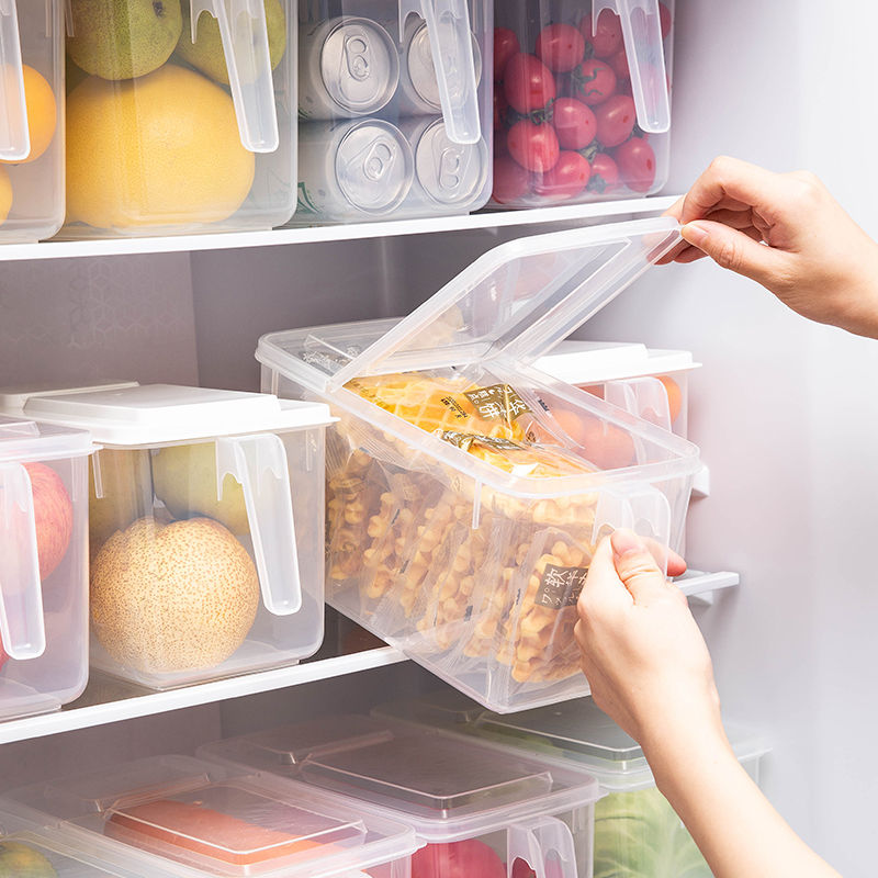 加高冰箱保鲜盒带手柄可叠加带盖防尘密封罐橱柜杂粮水果储物盒