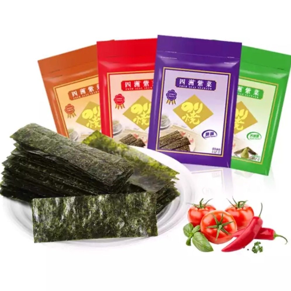 四洲紫菜即食独立包装100束原味/芥末味/番茄味80g紫菜海苔拌饭