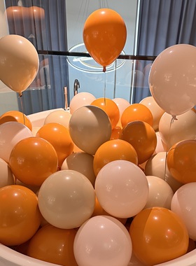 复古双层橙色气球商场店铺开业新年装饰周年店庆儿童宝宝生日布置