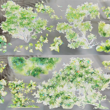 昨日逢春分装手账胶带绿色的诗绿枝背景流麻咕卡背卡