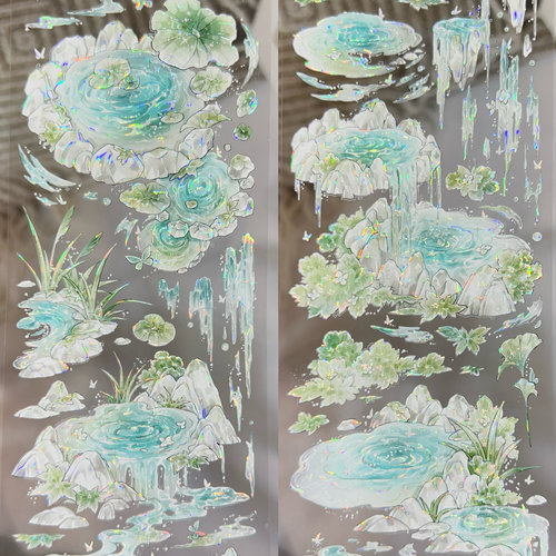 魔法堂分装胶带纸雕天阙梅子花信潭溪记小物花朵水潭流麻咕卡手账