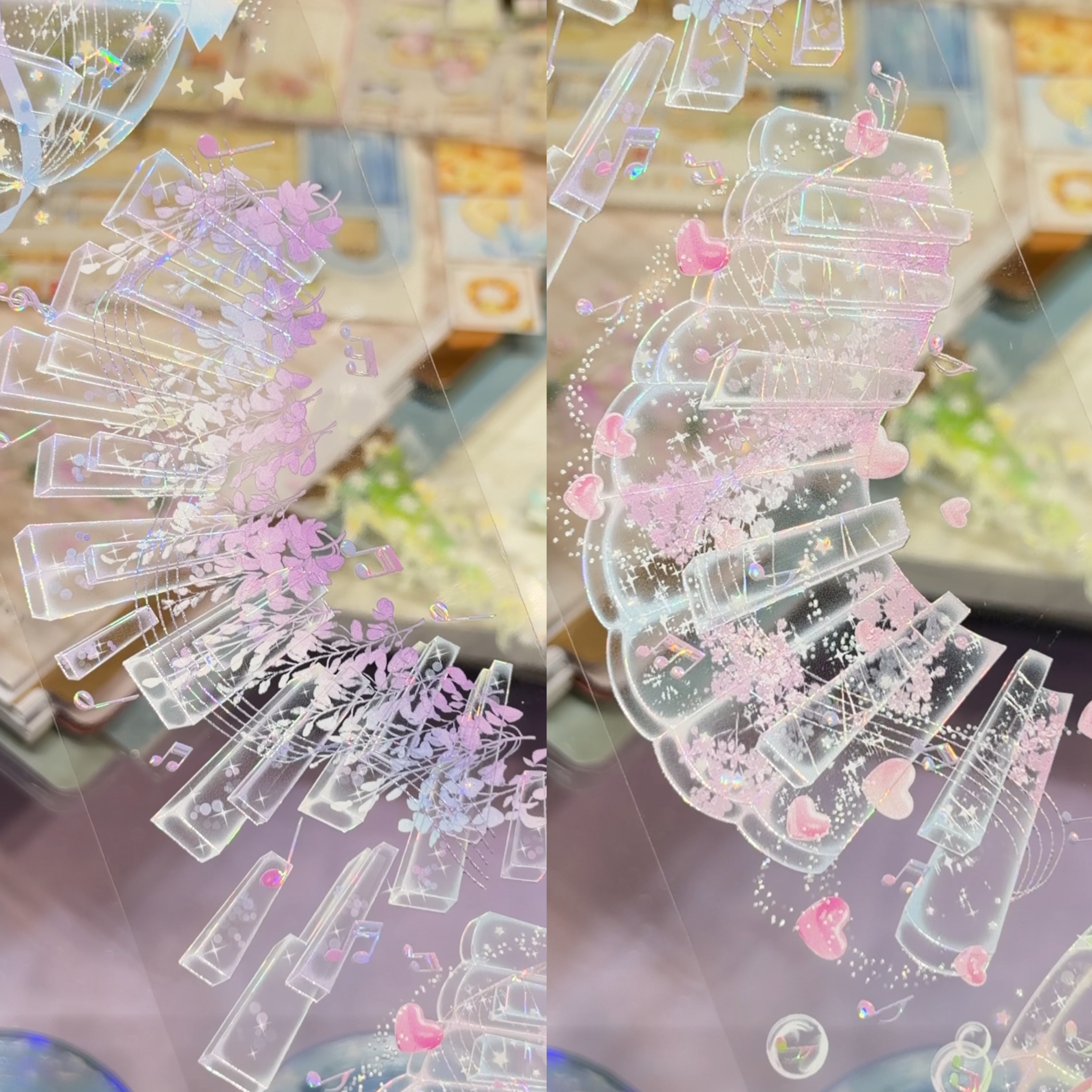 Wines原创分装纸鸢漫游星键琴曲纸飞机透明键盘手账胶带流麻咕卡