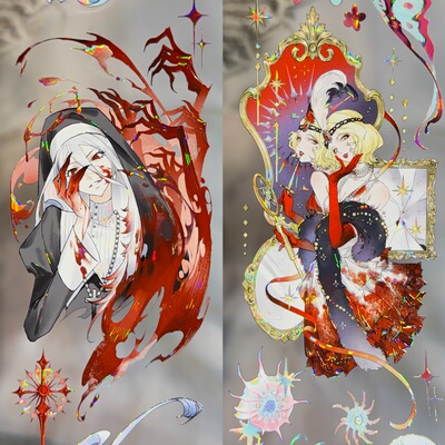 第九航道分装手账胶带英灵颂歌女流麻咕卡背卡拼贴人物