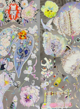 叉叉斯丢丢分装手账胶带珐琅天使扣彩绘背景小物苹果切片流麻咕卡