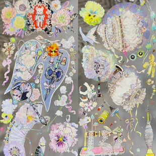 叉叉斯丢丢分装手账胶带珐琅天使扣彩绘背景小物苹果切片流麻咕卡