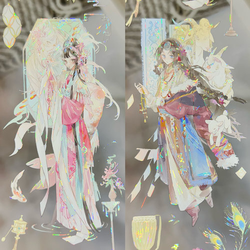 昨日逢春分装手账胶带玫瑰小姐浮生皆一梦人物女孩贝壳光流麻咕卡