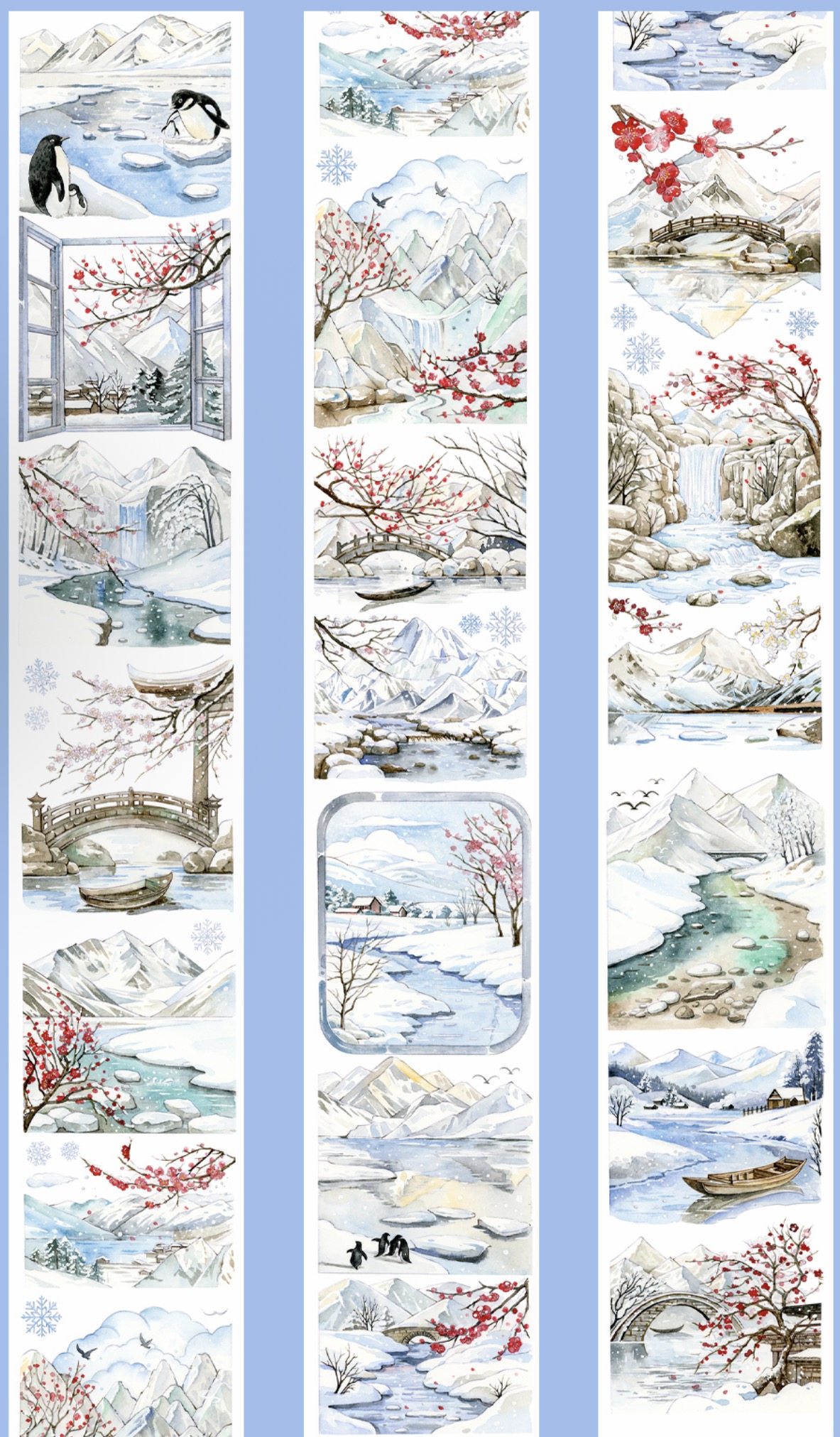 Belongtoyou分装手账胶带新雪初霁冬景雪景流麻咕卡手机背卡,文具电教/文化用品/商务用品,和纸胶带,淘宝优惠券,粉丝福利购,淘宝优惠卷