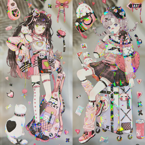 studioVI分装胶带甜酷少女贝壳光小姐姐手账咕卡素材