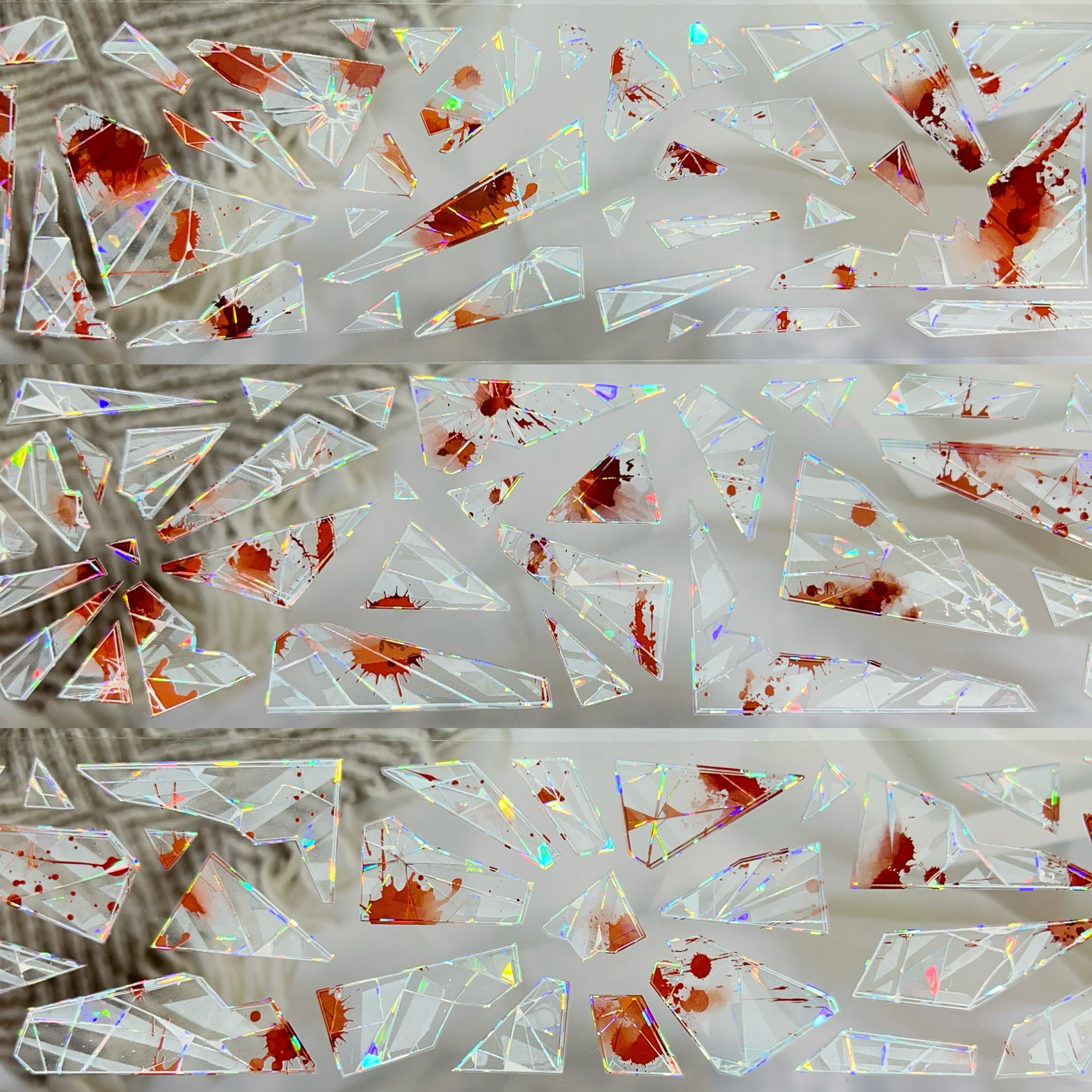 朝夕分装胶带碎玻璃血色流麻咕卡手账拼贴玻璃碎