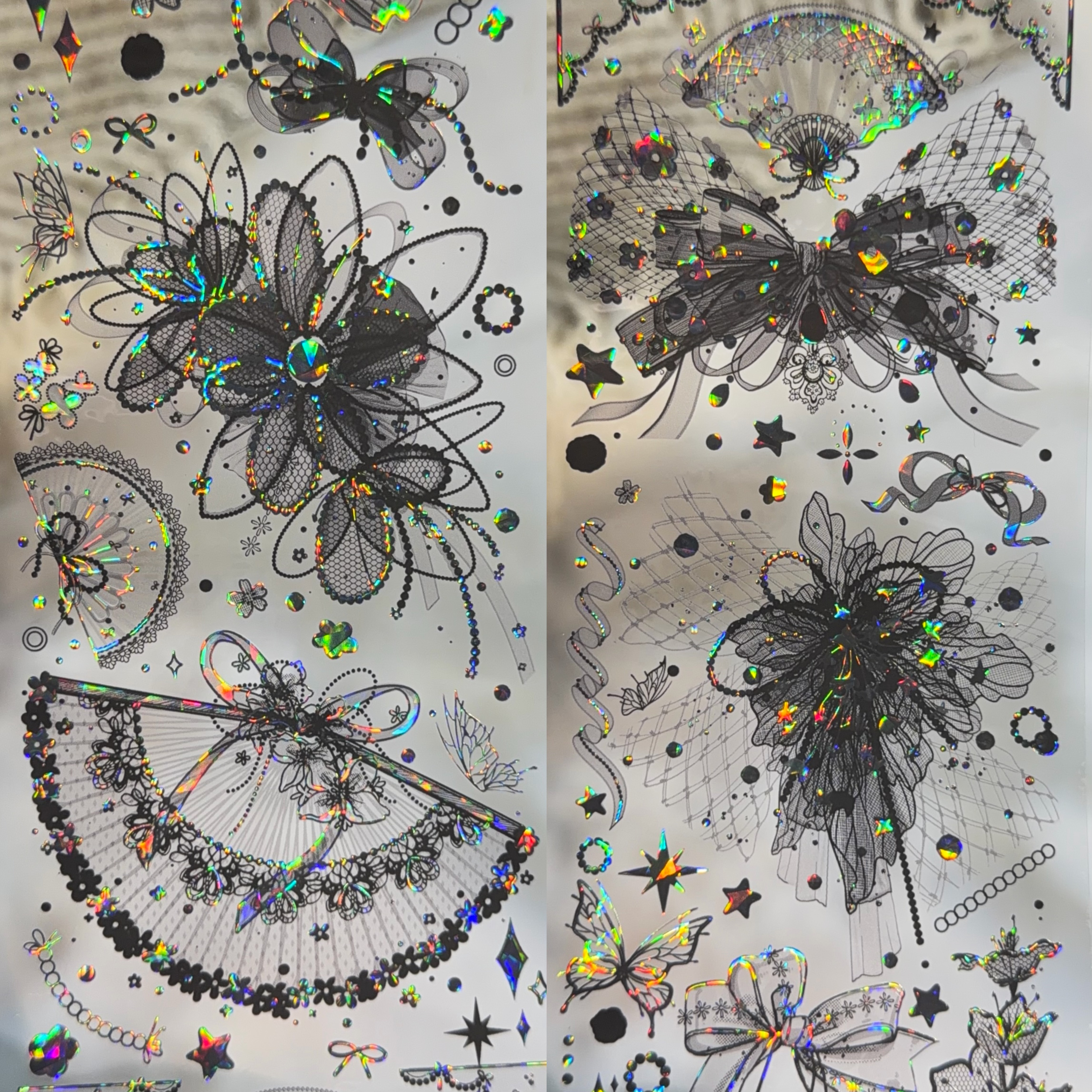 StudioVI分装手账胶带 蕾丝控黑白 蕾丝蝴蝶结素材流麻咕卡