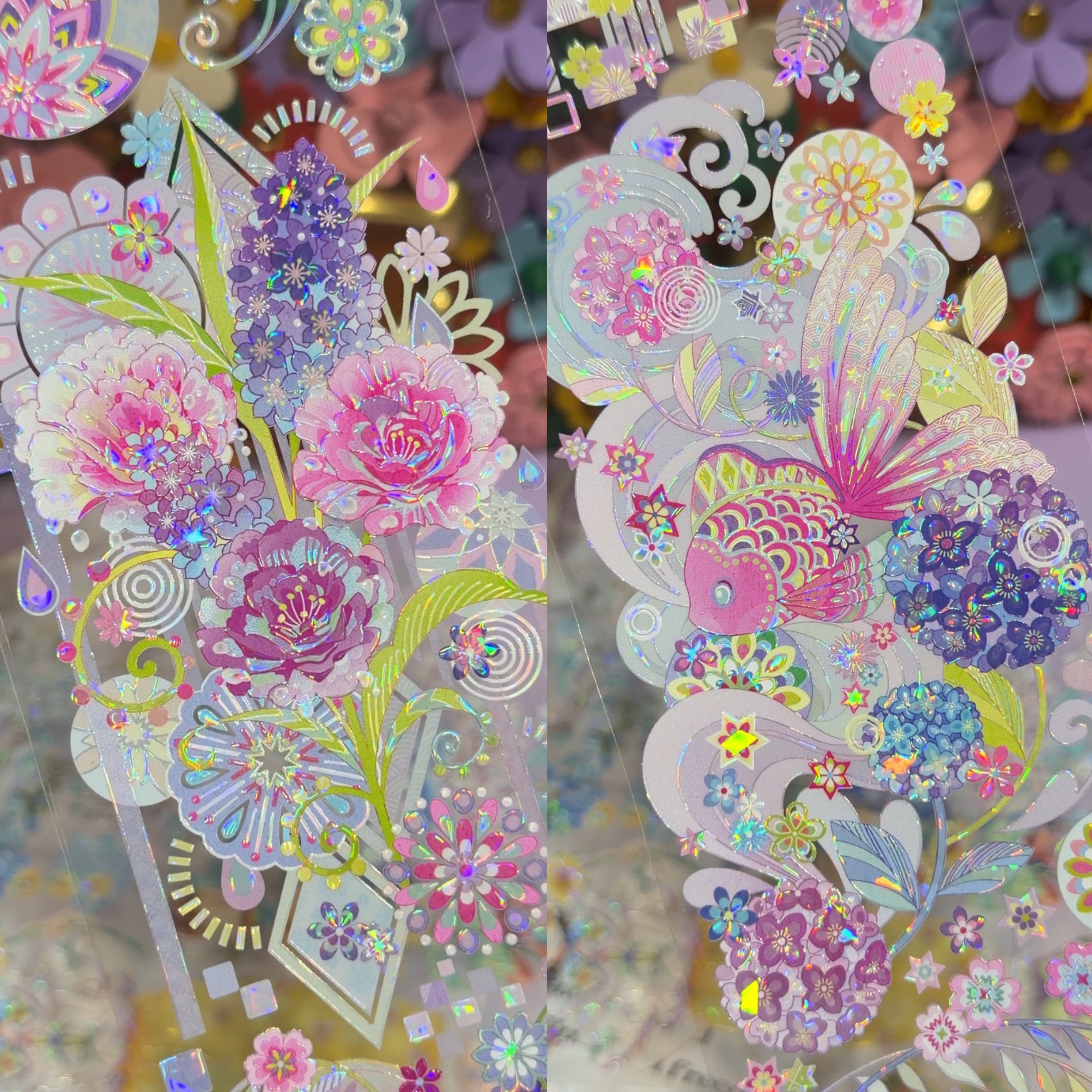Shine工作室分装手账胶带花霞翠雨花朵背景流麻咕卡拼贴贝壳光