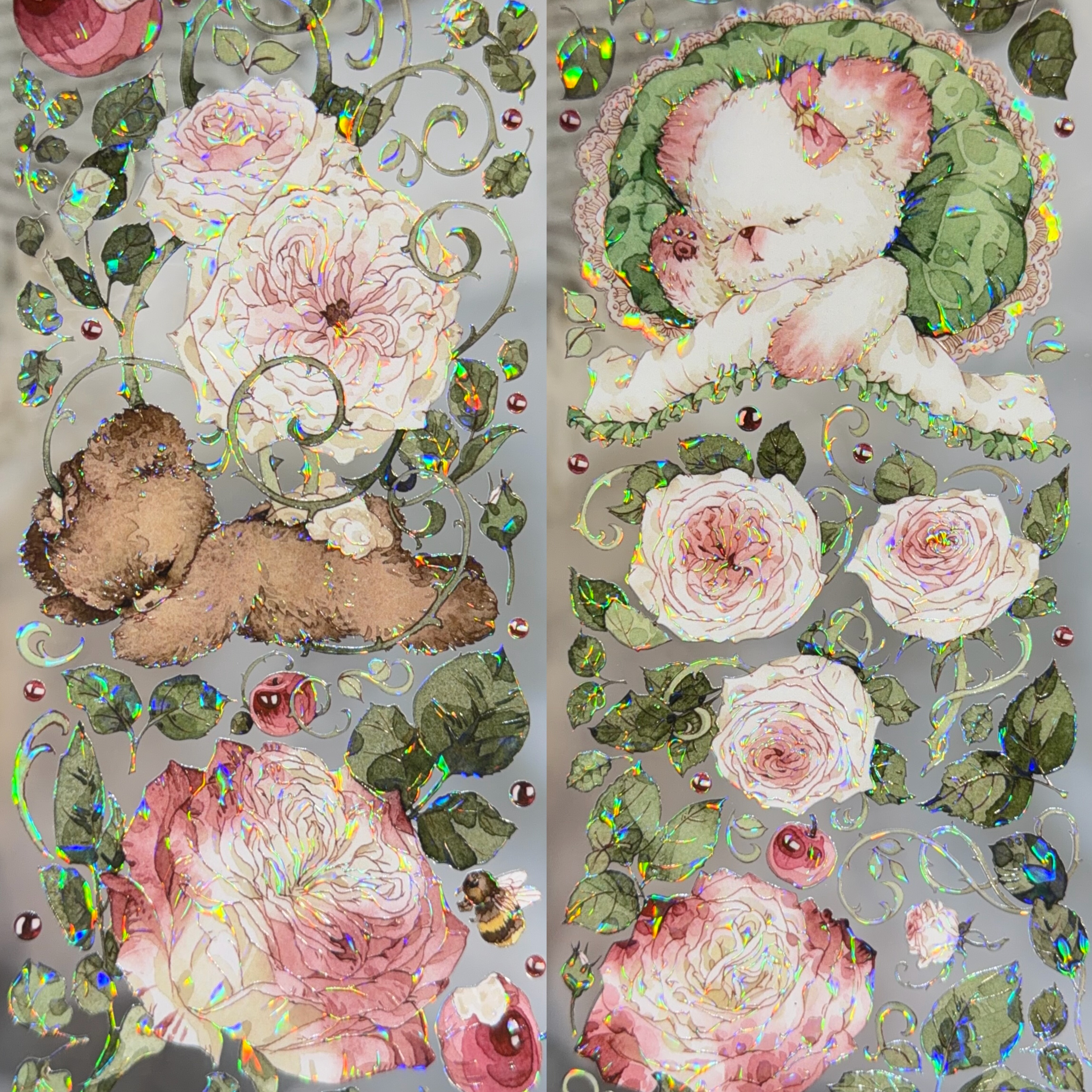 茶犁胶带分装香草摇篮曲小熊珍珠草莓蚌流麻咕卡贴纸素材