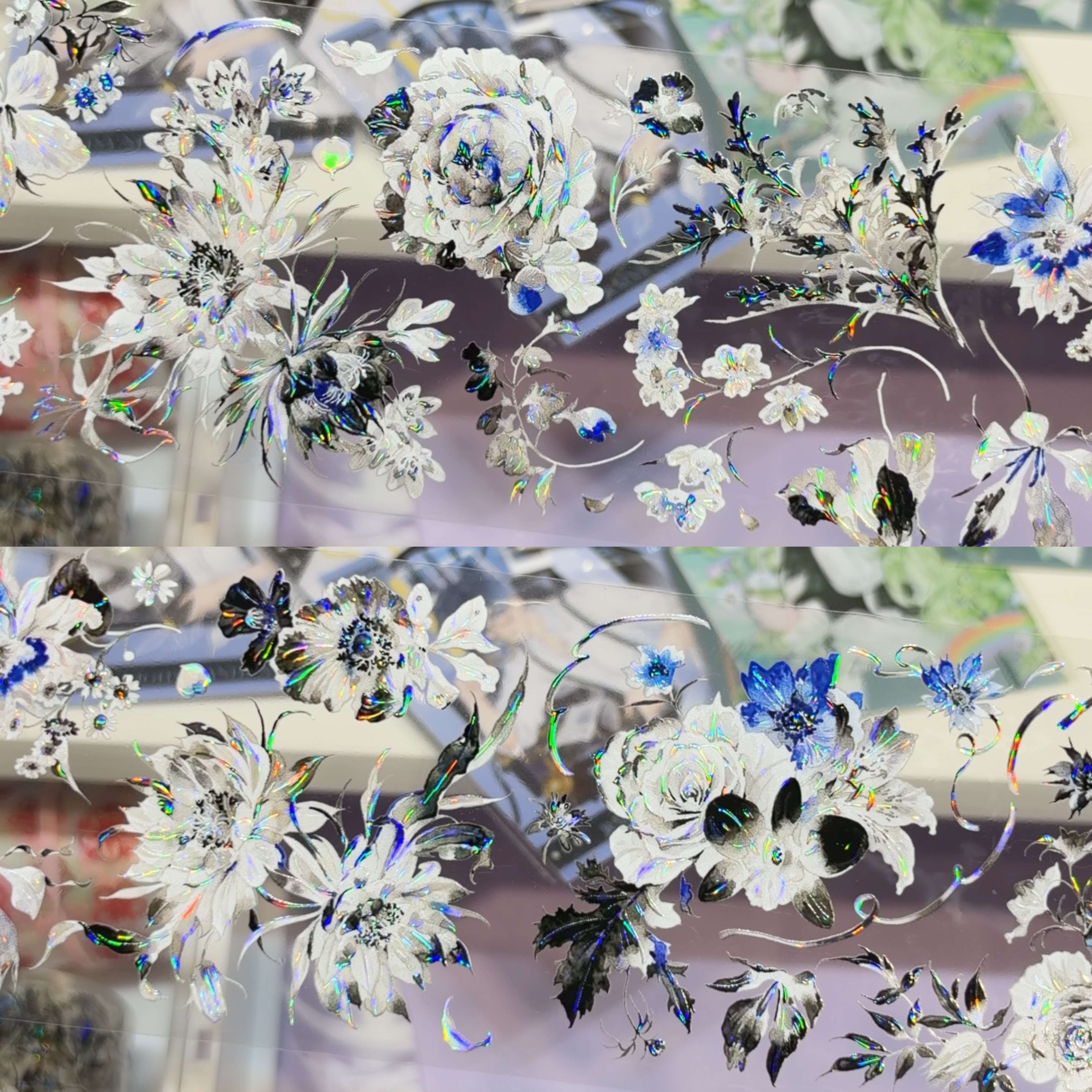 Likey分装暗夜幽蓝宙羽时碎蓝系花朵手帐胶带流麻咕卡背卡拼贴风