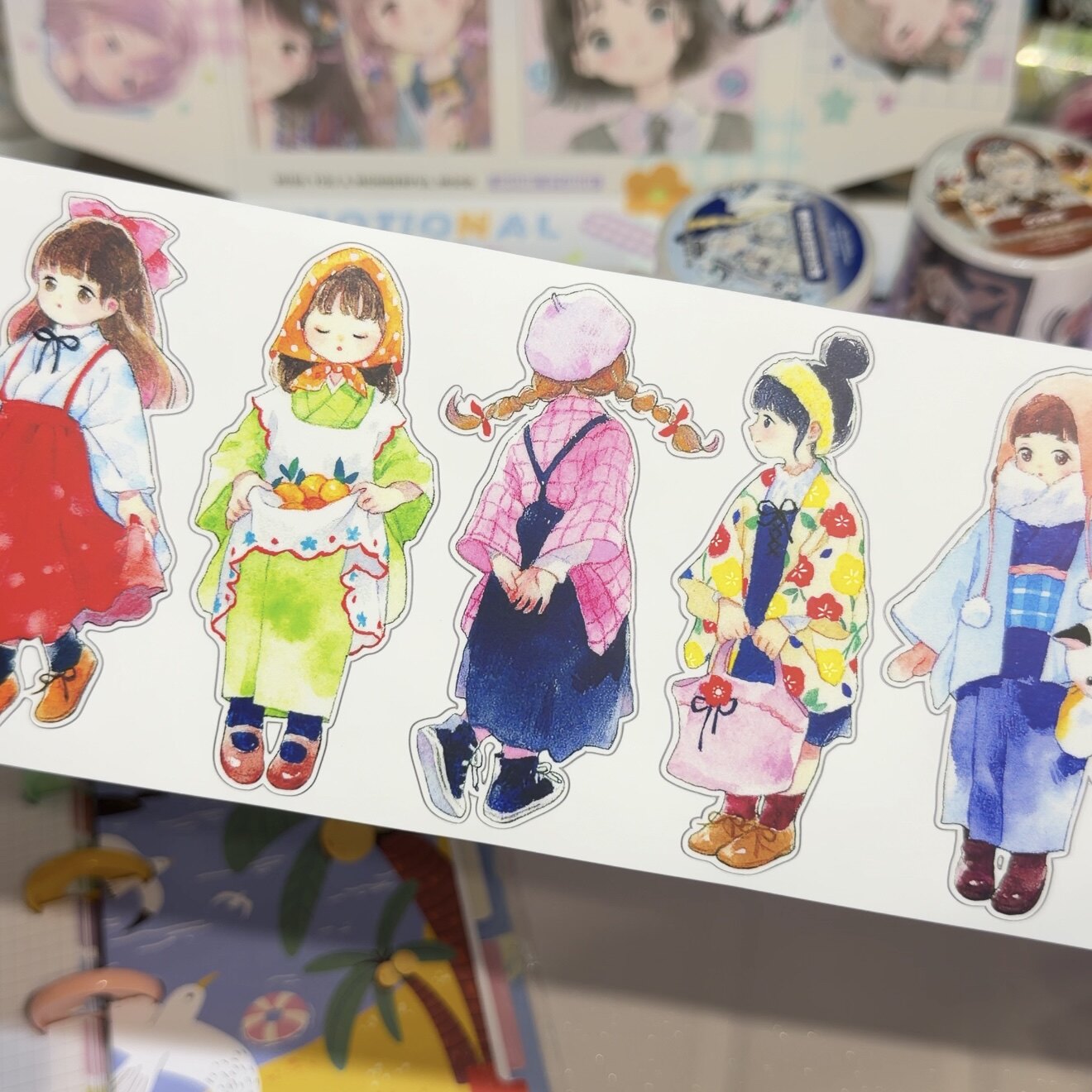 田小宝分装手帐胶带模切tape girl那些女孩可爱女孩手机背卡拼贴