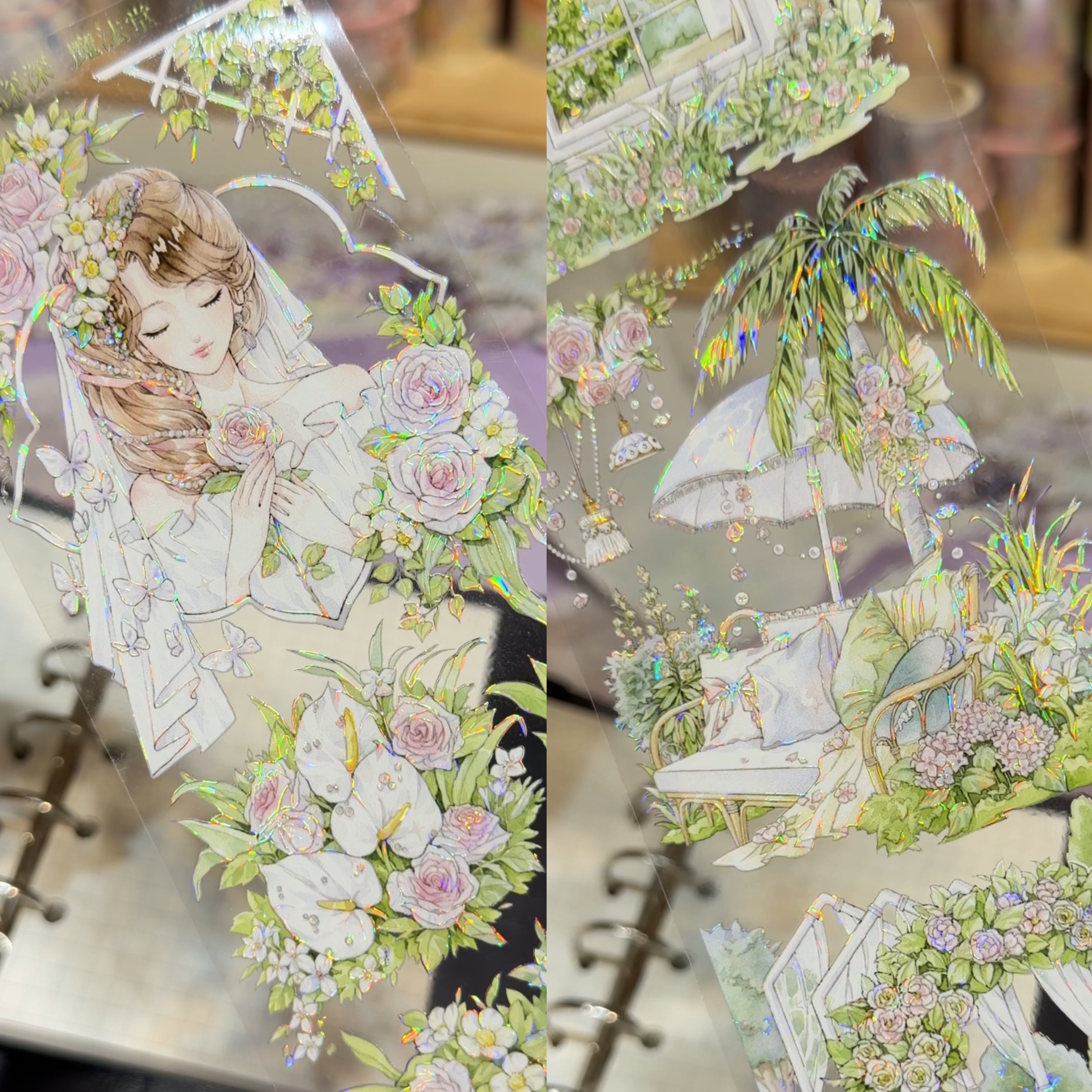 魔法堂分装手账胶带鹿灵庭院深深绿系人物女森林女孩造景流麻咕卡
