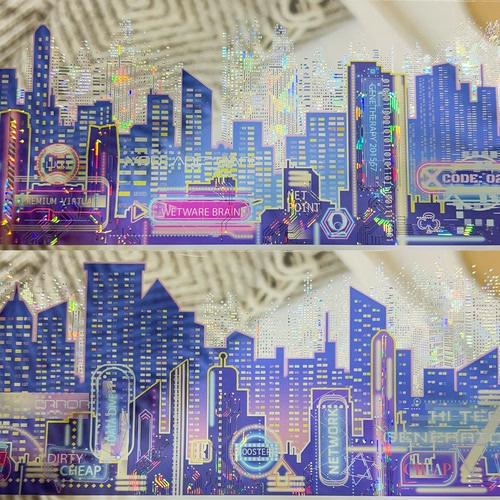 Wines分装手账胶带赛博世界霓虹灯建筑浮漪幻梦圆环花环流麻背卡