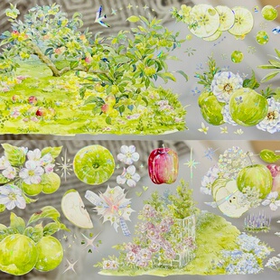 Wines分装 手账胶带时暑街影双夏行歌青阳夏深青玉垂韵绿苹果绿景