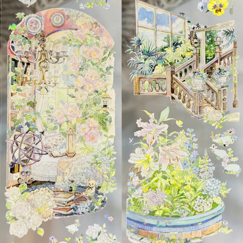 Shine分装手账胶带绿荫回廊蓝屿逐浪绿意流光冻柠啵啵造景流麻