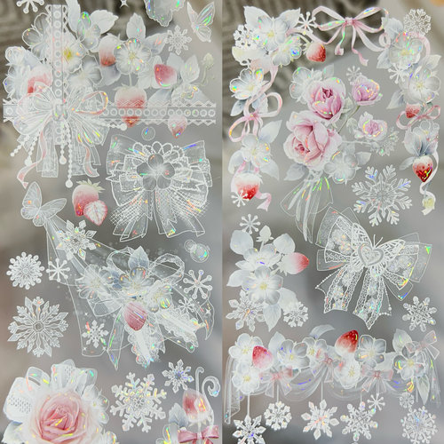 花柒所分装手账胶带草莓纱纱云杉森苑云雾花庭花朵造景贝壳光流麻