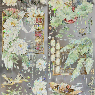 Shine分装胶带烟雨江南春庭熏风至琉璃境古风背景流麻咕卡手账