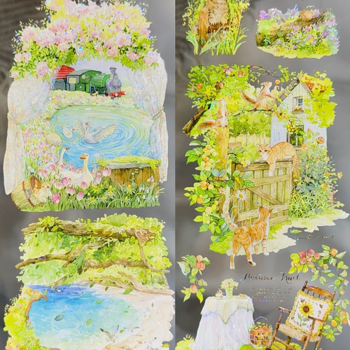 猫仔分装手账胶带繁芜之诗森林四季春季绿林可爱人物大背景流麻