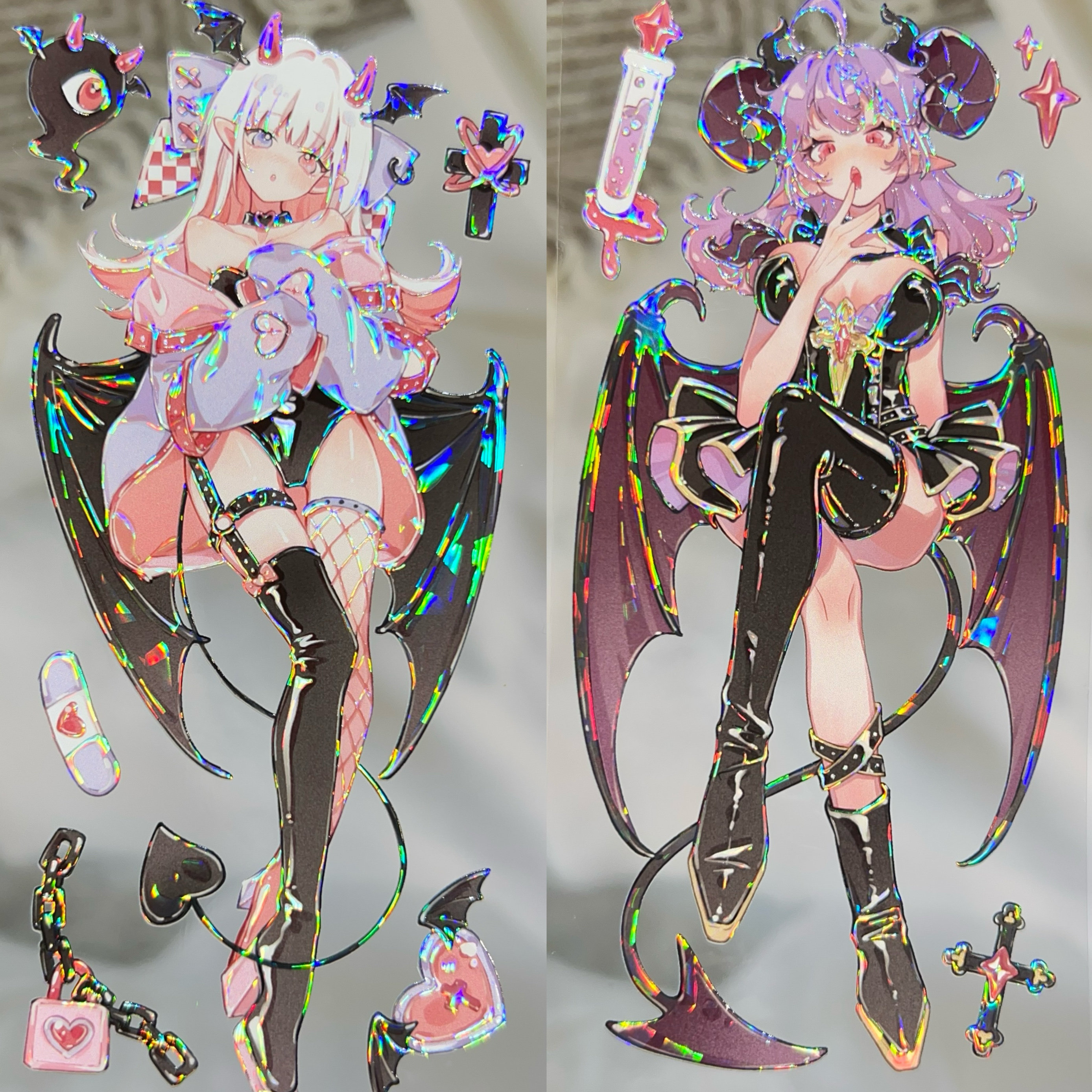 StudioVI分装胶带魅魔贝壳光人物暗黑小姐姐素材流麻咕卡贴纸