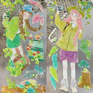 行野分装手账胶带丛林探险记春野絮语西尔维娅藏绿集绿系人物合集