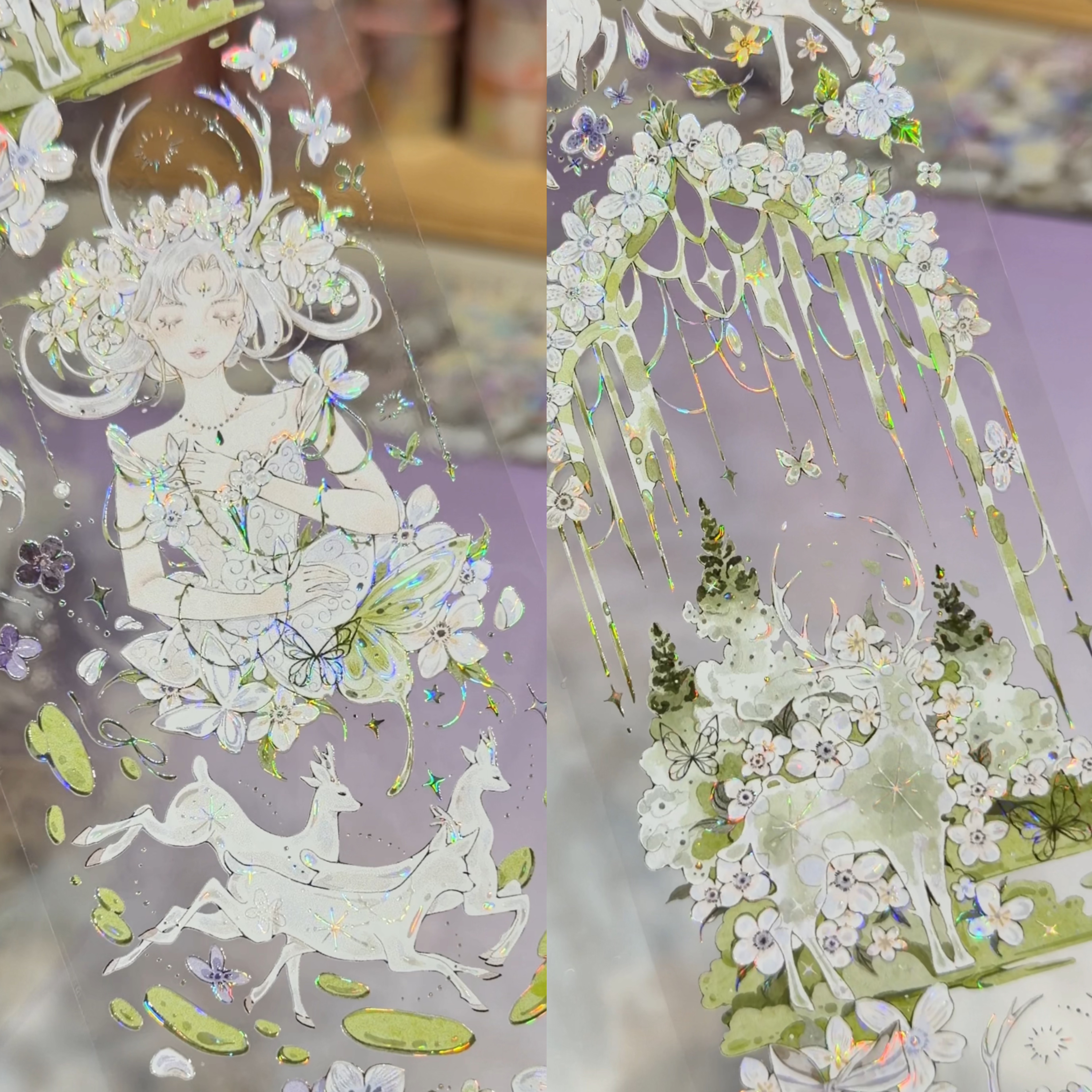 魔法堂分装胶带神隐鹿春森林里大背景森林仙境流麻咕卡手账拼贴